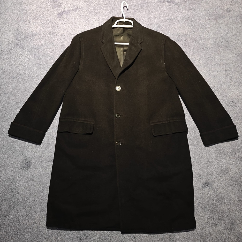 Vintage Classic Black Men's Cashmere Coat, Size 40